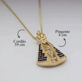 (COMPRE 1 LEVE 2) Colar Nossa Senhora Aparecida - Dupla Face com Manto de Zircônia