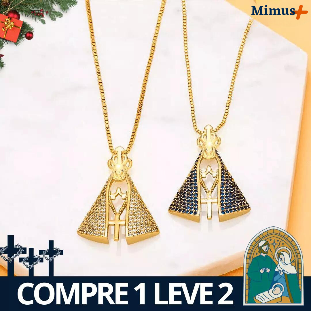 (COMPRE 1 LEVE 2) Colar Nossa Senhora Aparecida - Dupla Face com Manto de Zircônia